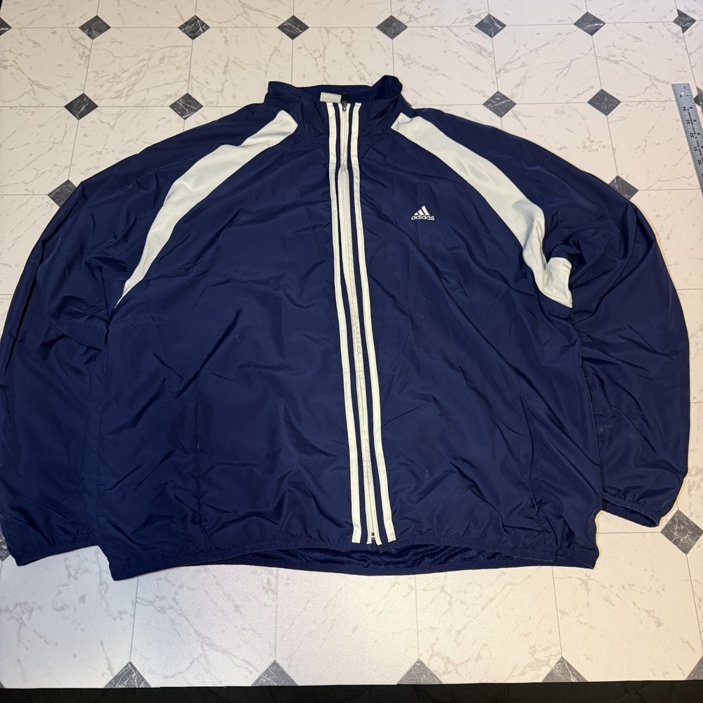 Adidas ClimaProof Blue Windbreaker Track Jacket Mens XL Full Zip‎